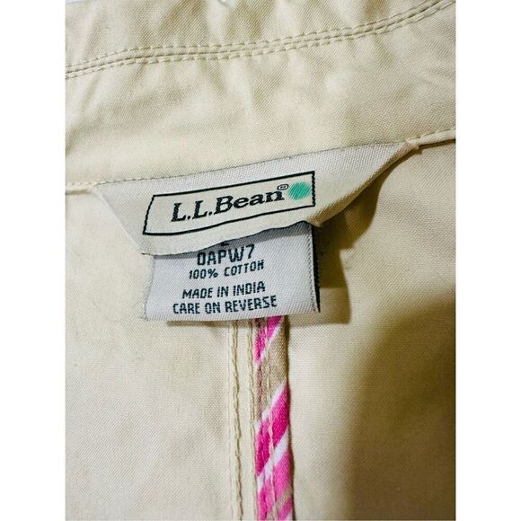 Vtg LL Bean Rain Jacket Tan Khaki Lightweight Barn Coat Button Front Pockets - Picture 3 of 9